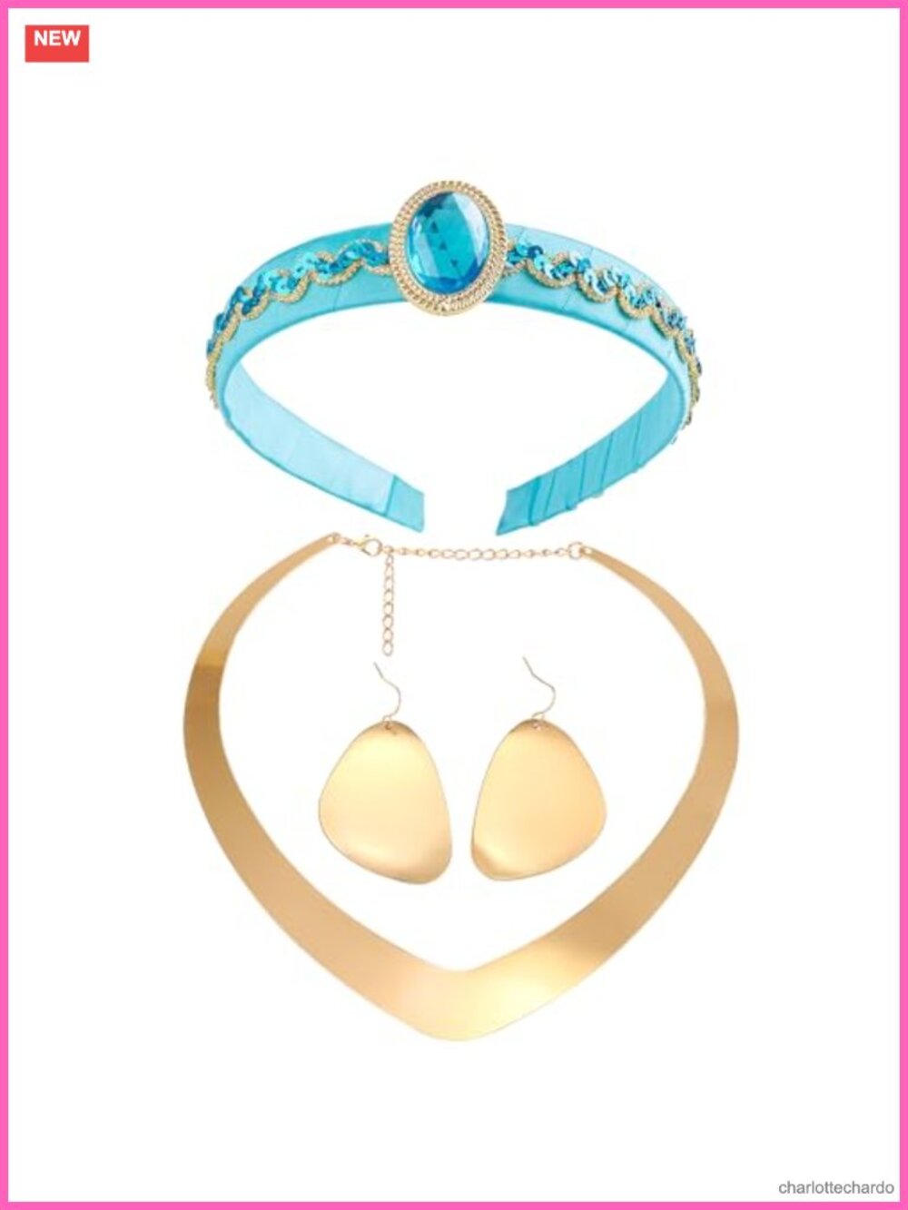 Arabian Princess Costume Accessories Set Headband Collar Necklace Earrings